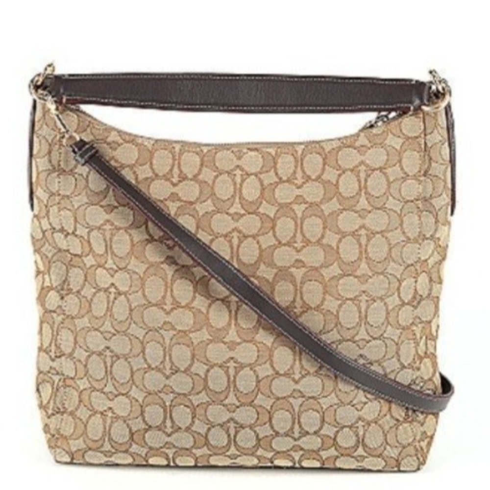 Coach Factory Shoulder Bag Satchel Purse Tote Pocketbook Hand Bag Brown & Tan